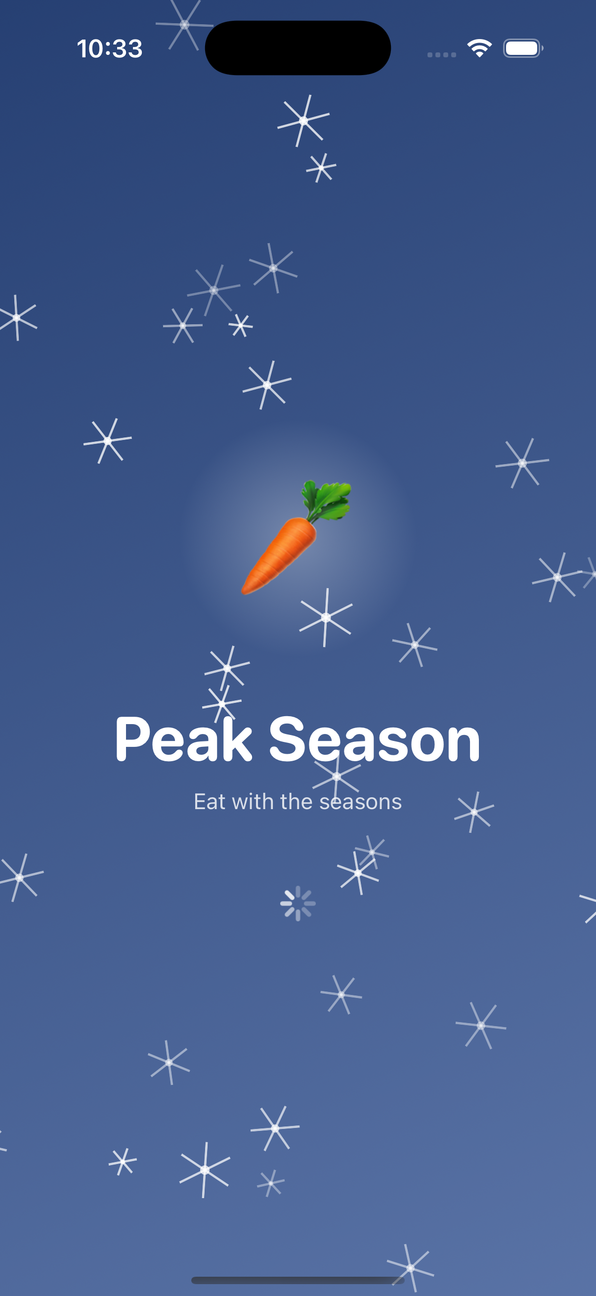 PeakSeason seasonal overview screen.
