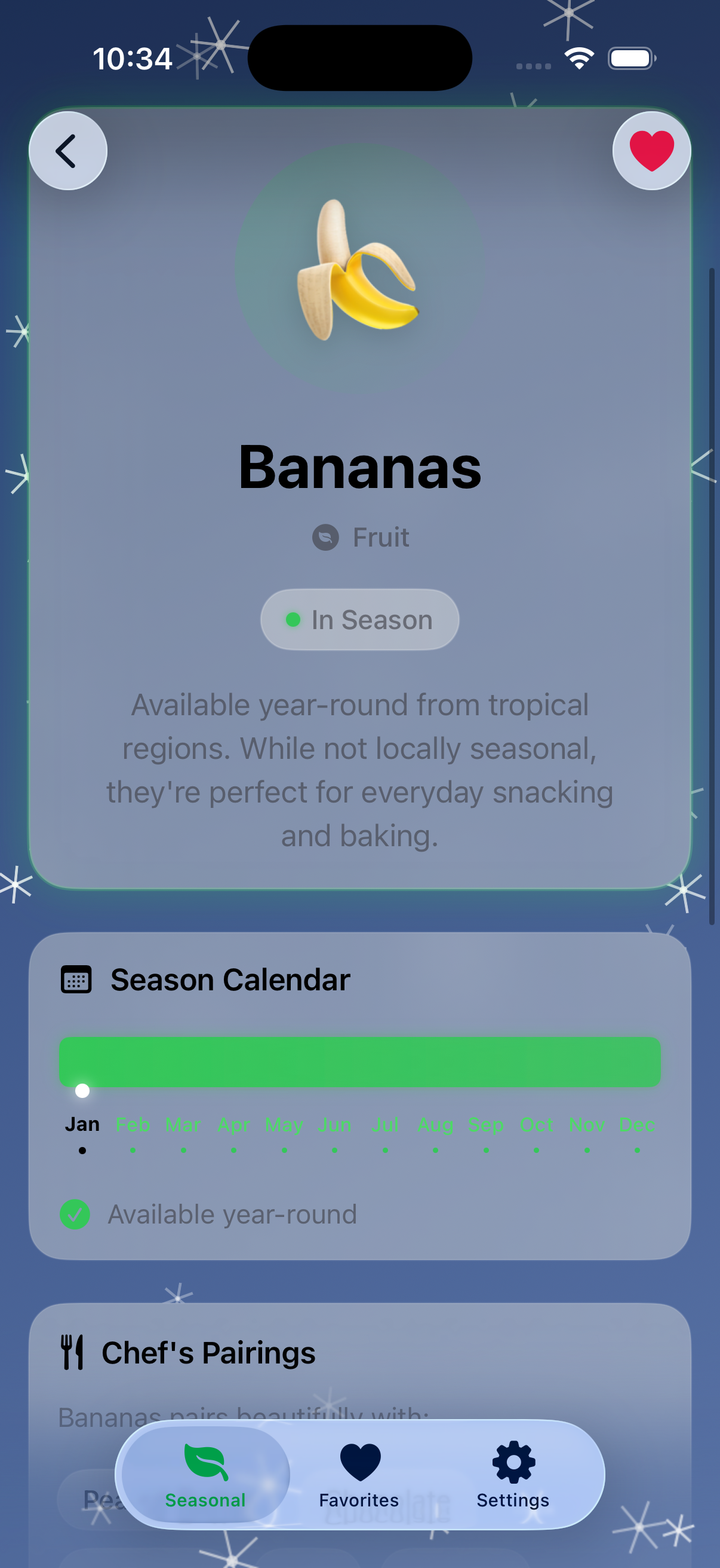 PeakSeason produce detail screen.