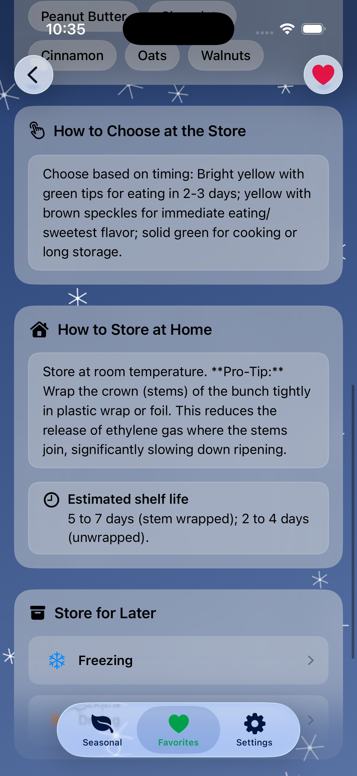 PeakSeason settings screen.
